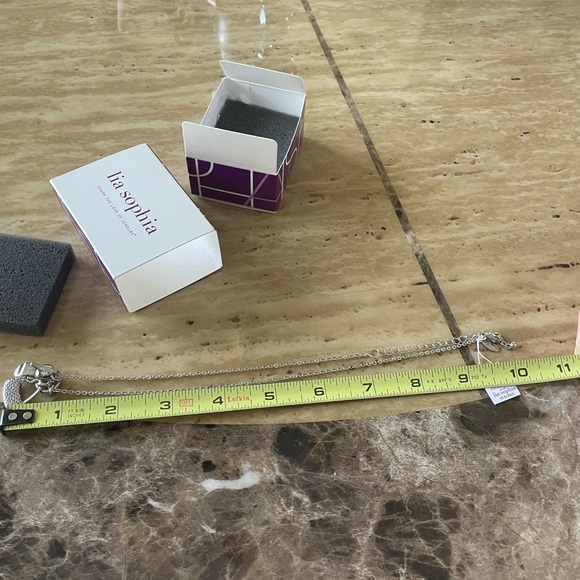 Lia Sophia Shopping Spree Silver Metal Necklace NWT Adjustable 16 - 19 in long - Picture 11 of 13